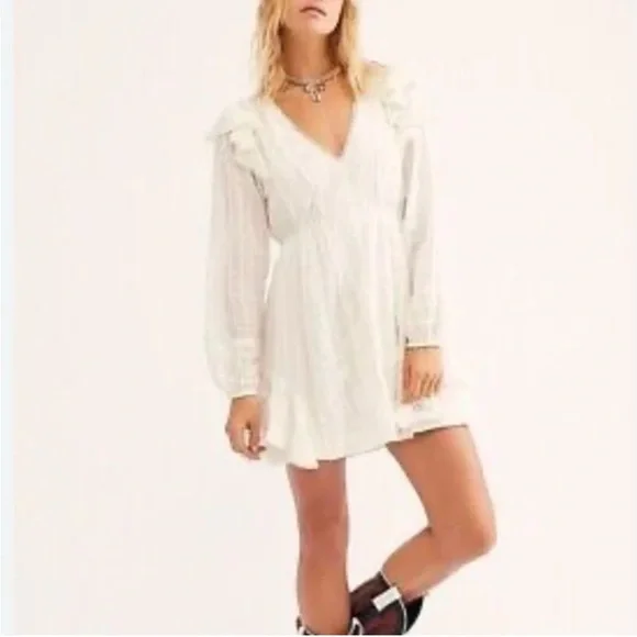 Free People Ivory Ruffle Mini Dress - Picture 2 of 2